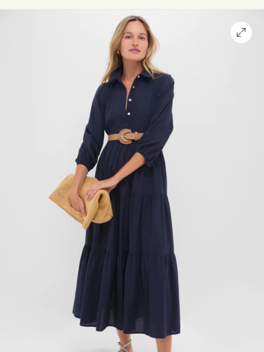 Tuckernuck Navy Tiered Button-Front Maxi Dress